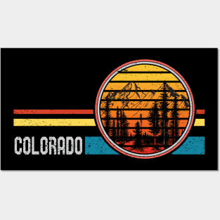 Retro Vintage Colorado 70s 80s Style Mountain Sunset Posters and Art